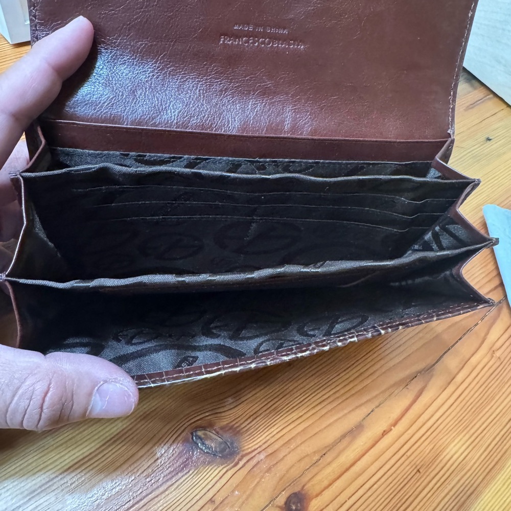 Vintage Francesco biasa Brown and gold Croc-Embossed Leather - Picture 10 of 15